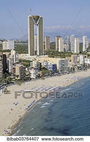 "Playa de Poniente beach with the Intempo skyscraper or Benidorm Edificio Intempo, Benidorm, Province of Alicante, Spain, Europe" View Large Photo Image Stock Photo - "Playa de Poniente beach with the Intempo skyscraper or Benidorm Edificio Intempo, Benidorm, Province of Alicante, Spain, Europe". Fotosearch