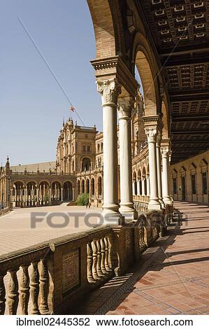"Plaza de Espana, or Spain Square from the gallery of the south wing, Maria Luisa Park, Parque de Maria Luisa, Seville, Seville province, Andalusia, Spain, Europe" View Large Photo Image Stock Image - "Plaza de Espana, or Spain Square from the gallery of the south wing, Maria Luisa Park, Parque de Maria Luisa, Seville, Seville province, Andalusia, Spain, Europe". Fotosearch