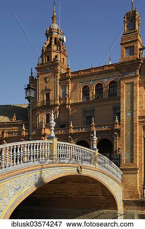 "Plaza de Espana square, partial view of the semi-circular building with a bridge, architect Anibal Gonzalez, Seville, Seville province, Andalusia, Spain, Europe" View Large Photo Image Stock Photo - "Plaza de Espana square, partial view of the semi-circular building with a bridge, architect Anibal Gonzalez, Seville, Seville province, Andalusia, Spain, Europe". Fotosearch