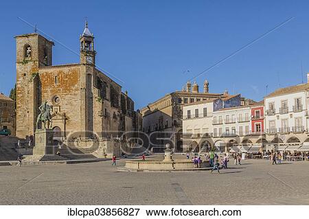 "Plaza Mayor, main square with the church of Santa Maria la Mayor, Trujillo, Spain, Europe" View Large Photo Image Stock Photo - "Plaza Mayor, main square with the church of Santa Maria la Mayor, Trujillo, Spain, Europe". Fotosearch