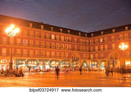 "Plaza Mayor square at night, Madrid, Spain, Europe" View Large Photo Image Stock Photo - "Plaza Mayor square at night, Madrid, Spain, Europe". Fotosearch