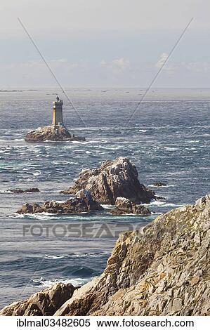 Stock Photography - "Pointe du Raz with a lighthouse, Pointe du Raz, Sizun, Brittany, France, Europe". Fotosearch