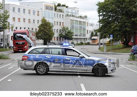 "Police car blocking a road, Stuttgart, Baden-Wuerttemberg, Germany, Europe" View Large Photo Image Stock Image - "Police car blocking a road, Stuttgart, Baden-Wuerttemberg, Germany, Europe". Fotosearch