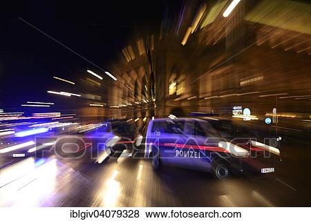 Stock Photo - "Police car in action, demonstration against PEGIDA at the Opernring, Innere Stadt, Vienna, Austria, Europe". Fotosearch