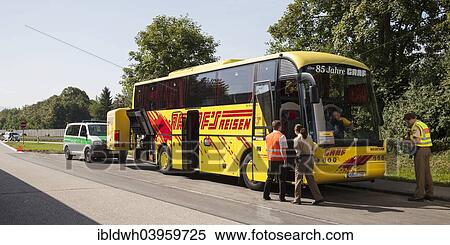"Police checking a coach on a motorway car park, Bavaria, Germany, Europe" View Large Photo Image Stock Photography - "Police checking a coach on a motorway car park, Bavaria, Germany, Europe". Fotosearch