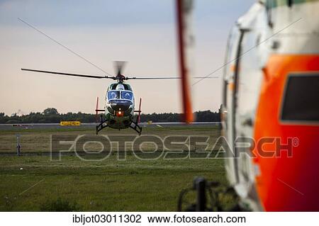 "Police helicopter type BK 117 taking off for an operational flight, Police Flying Squadron NRW, North Rhine-Westphalia, Germany, Europe" View Large Photo Image Stock Image - "Police helicopter type BK 117 taking off for an operational flight, Police Flying Squadron NRW, North Rhine-Westphalia, Germany, Europe". Fotosearch