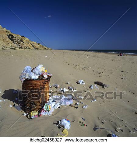 Stock Photo - "Pollution on the beach, Atlantic coast, France, Europe". Fotosearch