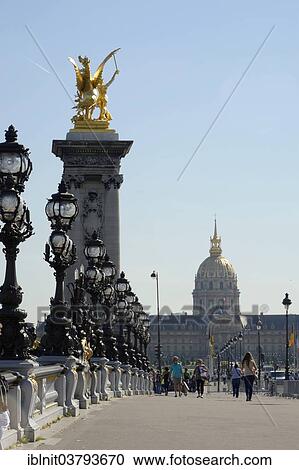 Stock Image - "Pont Alexandre III and Les Invalides, Paris, Ile-de-France, France, Europe". Fotosearch
