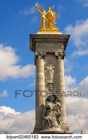 Stock Image - "Pont Alexandre III, column, Paris, France, Europe". Fotosearch