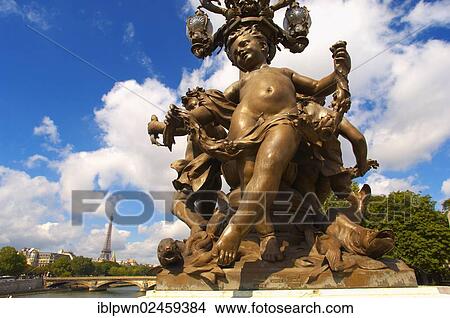 Picture - "Pont Alexandre III, sculpture, Paris, France, Europe". Fotosearch