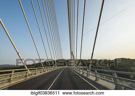 Stock Image - "Pont de Terenez, a cable-stayed bridge, Aulne River, Brittany, France, Europe". Fotosearch