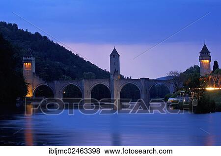 "Pont Valentre bridge at dusk, Lot River, Cahors, Lot department, Quercy, Via Podiensis, Way of St James, France, Europe" View Large Photo Image Stock Photo - "Pont Valentre bridge at dusk, Lot River, Cahors, Lot department, Quercy, Via Podiensis, Way of St James, France, Europe". Fotosearch