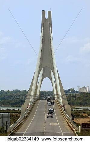 Stock Photo - "Ponte Nova de Portimao, suspended bridge, Algarve, Portugal, Europe". Fotosearch