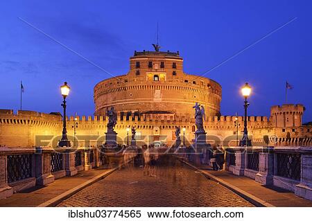 Stock Photography - "Ponte Sant'Angelo and Castel Sant'Angelo in the evening light, Rome, Italy, Europe". Fotosearch