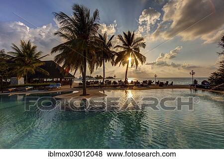 Stock Photo - "Pool area of Paradise Island, Indian Ocean, Lankanfinolhu, North Male Atoll, Maldives, Asia". Fotosearch