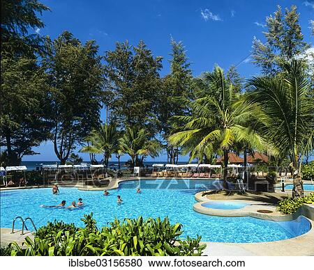 Stock Image - "Pool of the Dusit Thani Laguna Hotel, Phuket, Phuket Province, Thailand, Asia". Fotosearch