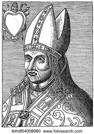 Stock Image - "Pope Sylvester II or Silvester II, Silvester II., born Gerbert d'Aurillac, Gerbert of Aurillac, Gerbert von Reims, Pope from 999 to 1003, historical illustration". Fotosearch