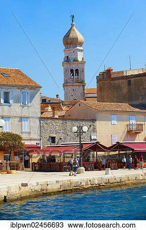 "Port and 16th century Gothic-style bell tower topped with a 1767 Baroque dome of the Cathedral of Krk, Krk Island, Croatia, Europe" View Large Photo Image Stock Image - "Port and 16th century Gothic-style bell tower topped with a 1767 Baroque dome of the Cathedral of Krk, Krk Island, Croatia, Europe". Fotosearch