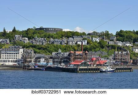 "Port and town centre with McCaig's Tower, Oban, Argyll and Bute, Scotland, United Kingdom, Europe" View Large Photo Image Stock Image - "Port and town centre with McCaig's Tower, Oban, Argyll and Bute, Scotland, United Kingdom, Europe". Fotosearch
