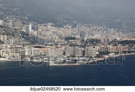 Stock Image - "Port de Cap d'Ail, France, in front of Monte Carlo, Principality of Monaco, Cote d'Azur, Mediterranean Sea, Europe". Fotosearch