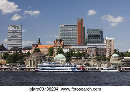 "Port of Hamburg, St. Pauli Landing Bridges, Hamburg, Hamburg, Germany, Europe" View Large Photo Image Picture - "Port of Hamburg, St. Pauli Landing Bridges, Hamburg, Hamburg, Germany, Europe". Fotosearch