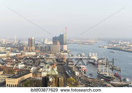 "Port of Hamburg with the landing stages and the Elbe Philharmonic Hall, Hamburg, Germany, Europe" View Large Photo Image Stock Photo - "Port of Hamburg with the landing stages and the Elbe Philharmonic Hall, Hamburg, Germany, Europe". Fotosearch