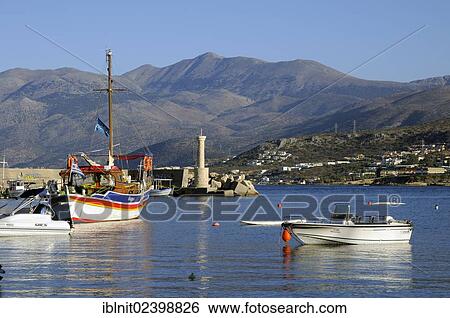 Stock Photograph - "Port of Limenas Chersonisou, Crete, Greece, Europe". Fotosearch