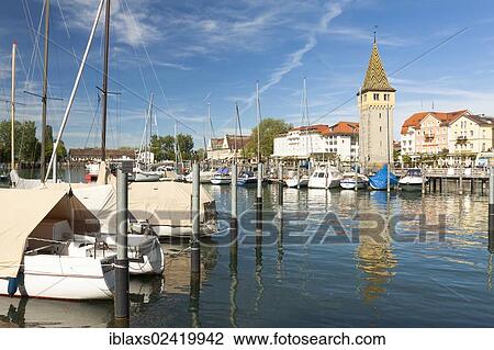 Port of Lindau on Lake Constance with Mangturm tower, Lindau, Bavaria, Germany, Europe, PublicGround, Europe View Large Photo Image Stock Image - Port of Lindau on Lake Constance with Mangturm tower, Lindau, Bavaria, Germany, Europe, PublicGround, Europe. Fotosearch