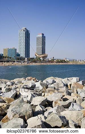 "Port Olimpic in Barcelona, Catalonia, Spain, Europe" View Large Photo Image Stock Photograph - "Port Olimpic in Barcelona, Catalonia, Spain, Europe". Fotosearch
