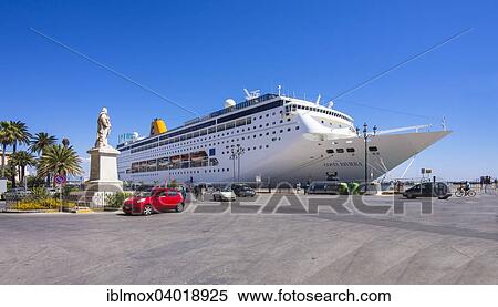"Port with cruise ship Costa Riviera, Trapani, Province of Trapani, Sicily, Italy, Europe" View Large Photo Image Stock Photography - "Port with cruise ship Costa Riviera, Trapani, Province of Trapani, Sicily, Italy, Europe". Fotosearch