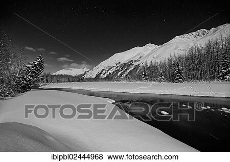 "Portage River at night in winter, Alaska" View Large Photo Image Stock Photo - "Portage River at night in winter, Alaska". Fotosearch
