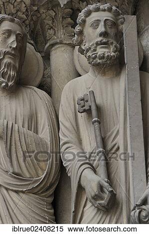 Stock Photography - "Portal figures of Notre-Dame de Chartres Cathedral, 12th century, Gothic, Chartres, Departement Eure-et-Loir, France, Europe". Fotosearch