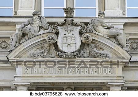 Stock Photo - "Portal of the Strafjustizgebaude or Criminal Justice building, Hamburg, Germany, Europe". Fotosearch