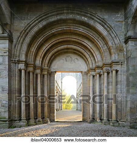 Stock Image - "Portal, ruins of the monastery church of Paulinzella, Paulinzella, Thuringia, Germany, Europe". Fotosearch