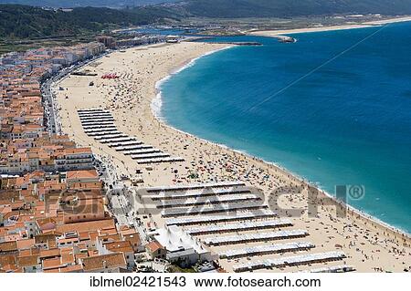 Porto de Abrigo da Nazare, port and beach, Praia, seen from Sitio, Nazare, Oeste, Leiria District, Portugal, Europe View Large Photo Image Stock Image - Porto de Abrigo da Nazare, port and beach, Praia, seen from Sitio, Nazare, Oeste, Leiria District, Portugal, Europe. Fotosearch