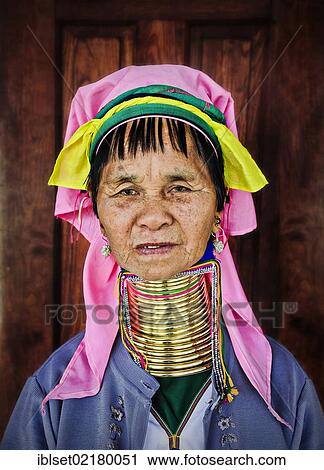 "Portrait, elderly Long Neck woman wearing traditional dress at Inle Lake in Myanmar, Burma, Southeast Asia, Asia" View Large Photo Image Stock Image - "Portrait, elderly Long Neck woman wearing traditional dress at Inle Lake in Myanmar, Burma, Southeast Asia, Asia". Fotosearch