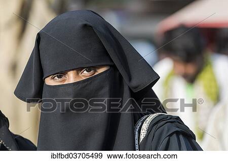 "Portrait of a Muslim woman wearing a black veil, Old Delhi, New Delhi, Delhi, India, Asia" View Large Photo Image Stock Photo - "Portrait of a Muslim woman wearing a black veil, Old Delhi, New Delhi, Delhi, India, Asia". Fotosearch