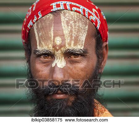 Stock Photography - "Portrait of a Sadhu, Kolkata, India, Asia". Fotosearch