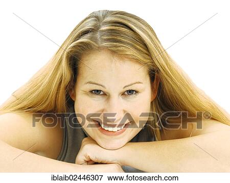 Stock Photo - "Portrait of a young woman, smiling". Fotosearch