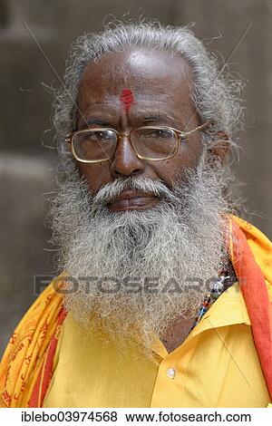 Stock Photo - "Portrait of an elderly Indian man, Sadhu, Aurangabad, Maharashtra, India, Asia". Fotosearch