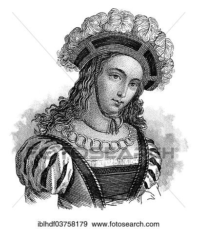 Stock Photo - "Portrait of Jeanne d'Arc, Joan of Arc or The Maid of Orleans, 1412 - 1431, a French national heroine and a saint of the Catholic Church and the Anglican Church". Fotosearch