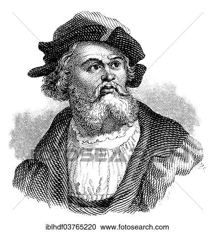 Stock Image - "Portrait of Lucas Cranach the Elder, 1472 - 1553, German painter and printmaker of the Renaissance". Fotosearch