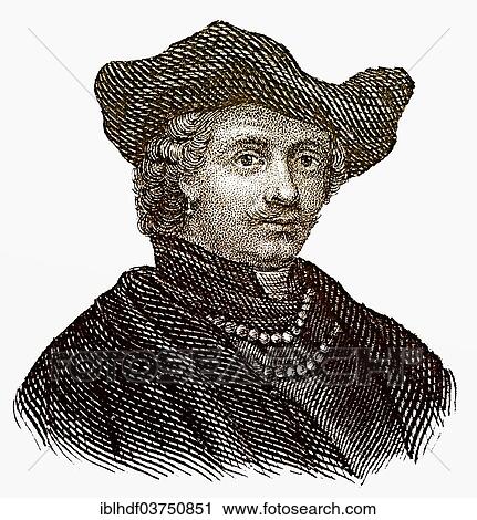 Stock Image - "Portrait of Rembrandt Harmenszoon van Rijn, 1606 - 1669, Dutch painter of the Baroque". Fotosearch