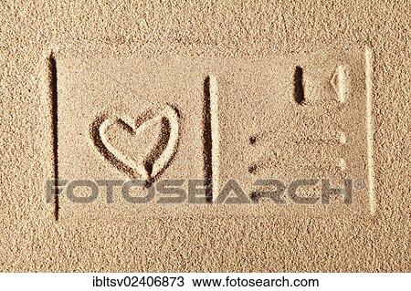 "Postcard with a heart, drawn in sand" View Large Photo Image Stock Image - "Postcard with a heart, drawn in sand". Fotosearch