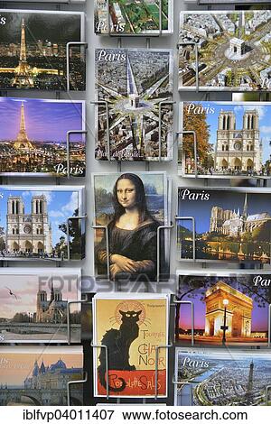 "Postcards at a kiosk, Mona Lisa, Paris, France, Europe" View Large Photo Image Stock Photo - "Postcards at a kiosk, Mona Lisa, Paris, France, Europe". Fotosearch