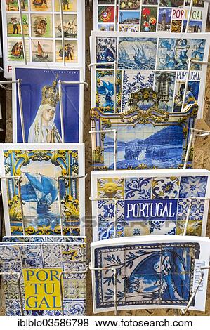 Stock Photo - "Postcards of Coimbra on a postcard stand, Coimbra, Centro Region, Portugal, Europe". Fotosearch