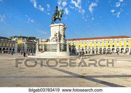 "Praca do Comercio and King Jose I equestrian statue, Baixa, Lisbon, Portugal, Europe" View Large Photo Image Stock Photo - "Praca do Comercio and King Jose I equestrian statue, Baixa, Lisbon, Portugal, Europe". Fotosearch