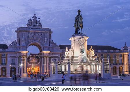 "Praca do Comercio at dusk, Baixa, Lisbon, Portugal, Europe" View Large Photo Image Stock Photograph - "Praca do Comercio at dusk, Baixa, Lisbon, Portugal, Europe". Fotosearch