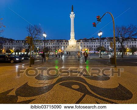 "Praca do Rossio square, paving stones with a wave pattern, Lisbon, Lisbon District, Portugal, Europe" View Large Photo Image Stock Image - "Praca do Rossio square, paving stones with a wave pattern, Lisbon, Lisbon District, Portugal, Europe". Fotosearch