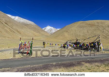 "Prayer flags at the pass between Maha Bridge and Tso Moriri, 4. 900 m, Korzok, Ladakh, Jammu and Kashmir, India, Asia" View Large Photo Image Stock Photography - "Prayer flags at the pass between Maha Bridge and Tso Moriri, 4. 900 m, Korzok, Ladakh, Jammu and Kashmir, India, Asia". Fotosearch